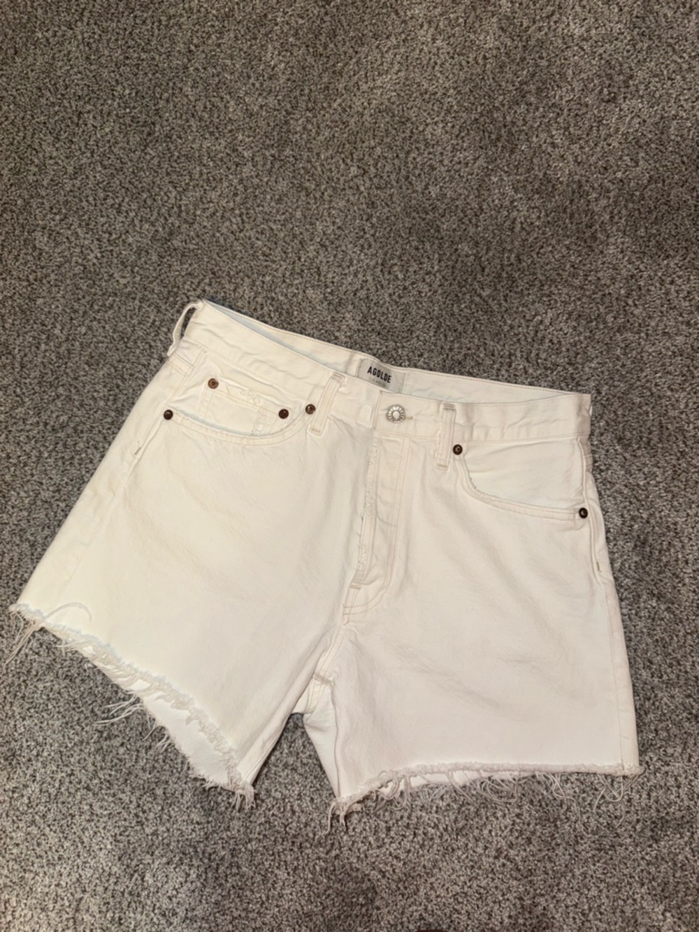 White Agolde Parker Long White Shorts - size 28